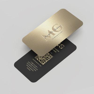 Elegant Modern Monogram Professional Black Gold