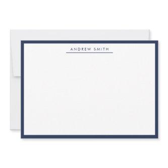 Elegant Modern Navy Blue Border Professional Note Card
