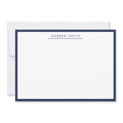 Elegant Modern Navy Blue Border Professional Note Card
