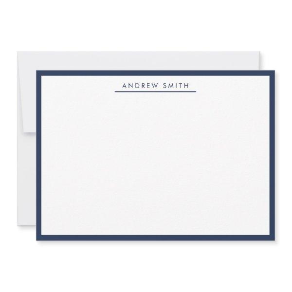 Elegant Modern Navy Blue Border Professional Note Card