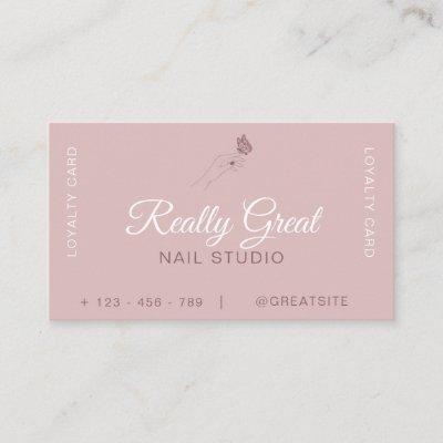 Elegant Modern Pastel Pink Nail Studio Loyalty Card