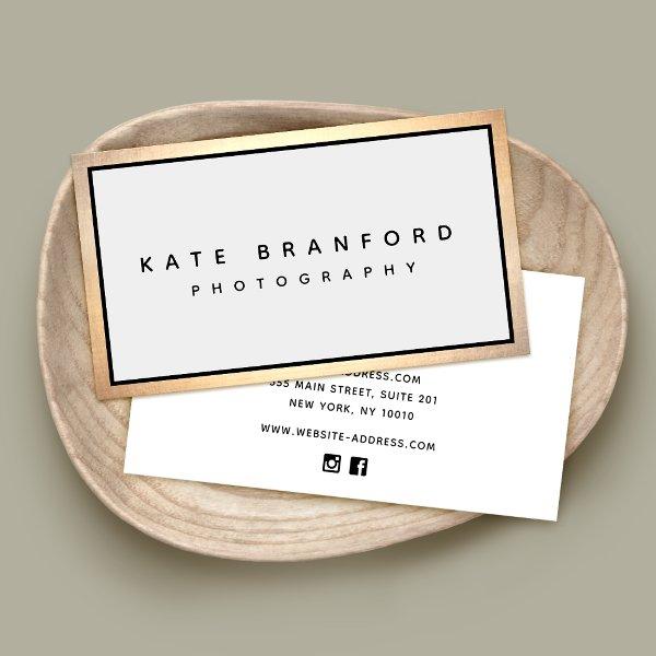 Elegant  Modern Professional Gold Border Gray