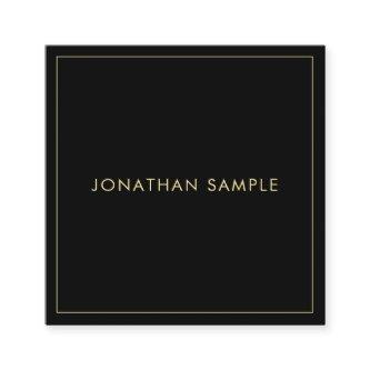 Elegant Modern Professional Gold Look Text Black Square