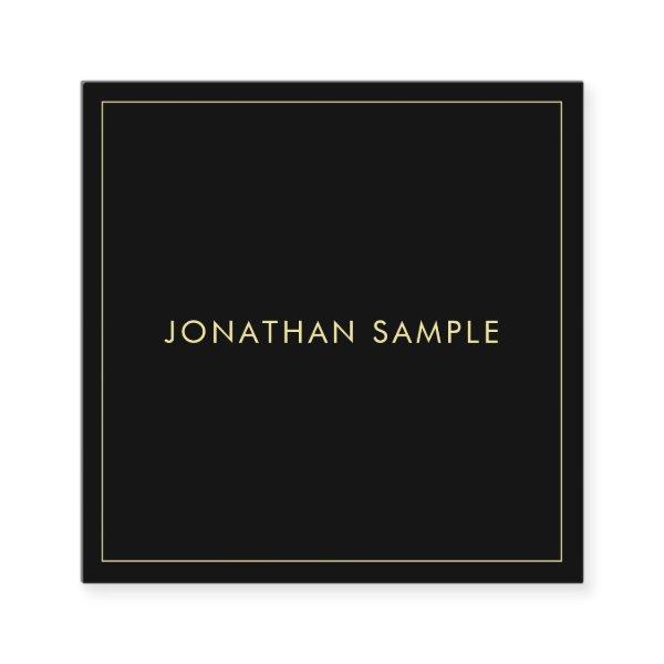 Elegant Modern Professional Gold Look Text Black Square