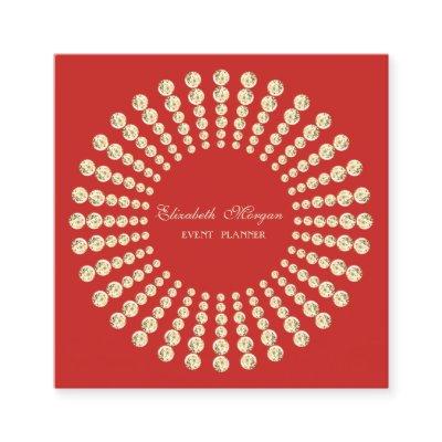 Elegant Modern,Red,Gold Diamonds Square
