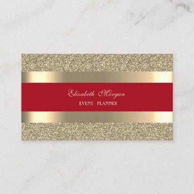 Elegant Modern, Red Gold Striped Glitter