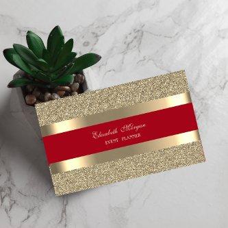 Elegant Modern, Red Gold Striped Glitter