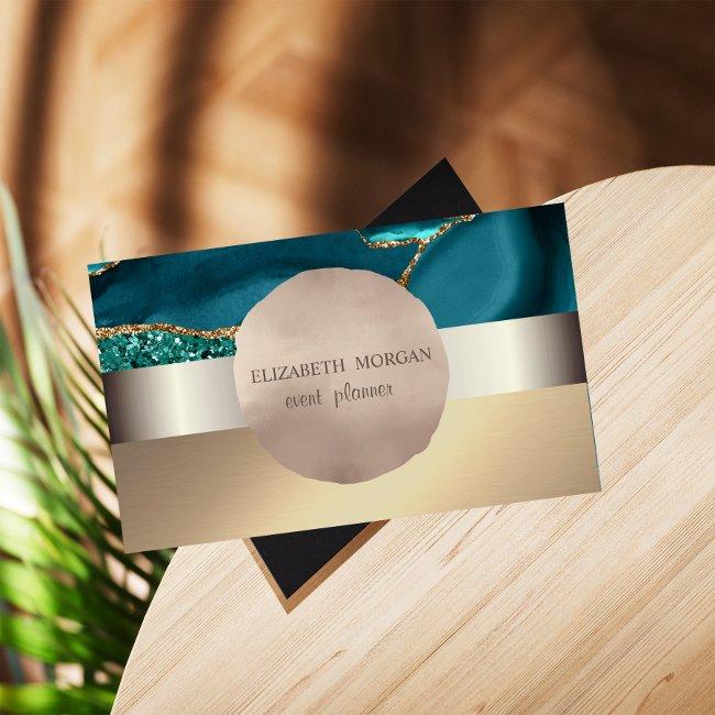 Elegant Modern,Rose Gold Circle Emerald Green