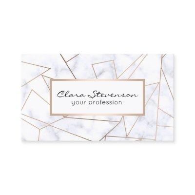 elegant modern rose gold geometric white marble