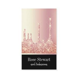 Elegant modern rose gold glitter drips nails