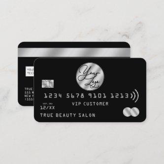 Elegant Modern Silver Black Credit Card Logo