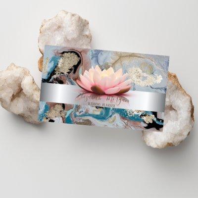 Elegant Modern Silver Stripe Lotus Marble Gold