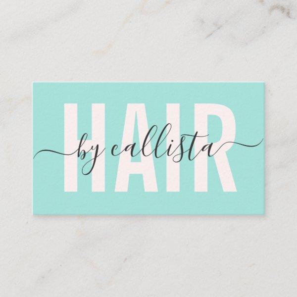 Elegant Modern Simple Mint Typography Hair Stylist