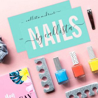 Elegant Modern Simple Mint Typography Nail Artist