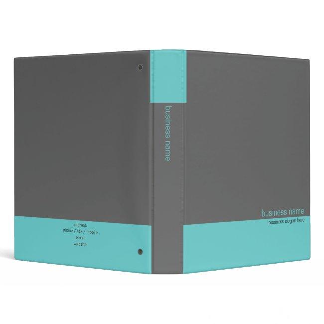 Elegant Modern Simple Turquoise / Grey Stripe 3 Ring Binder