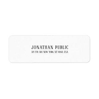 Elegant Modern Simple White Plain Return Address Label