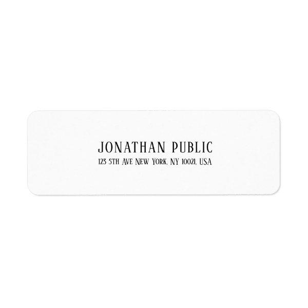 Elegant Modern Simple White Plain Return Address Label