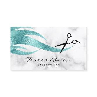 Elegant modern stylish blue scissors hairstylist