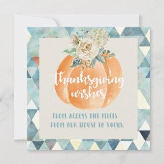 Elegant modern "Thanksgiving Wishes" Floral Holiday Card