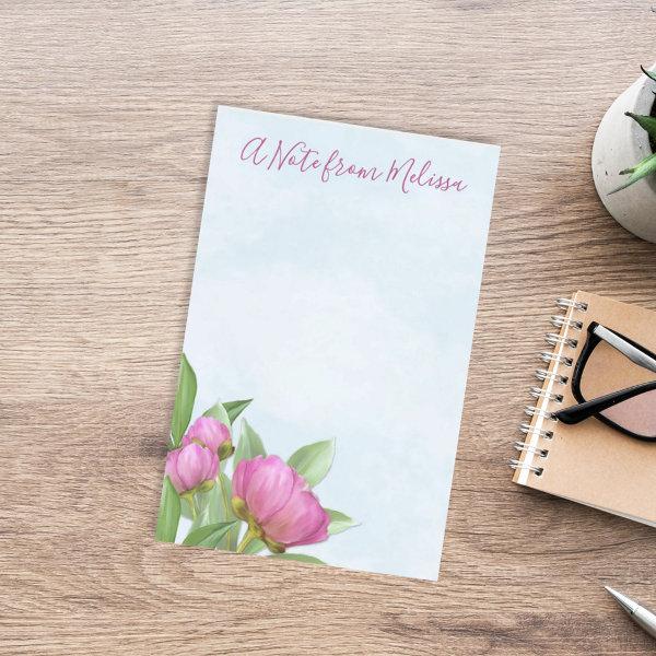 Elegant Modern Watercolor Pink Peonies Floral Post-it Notes