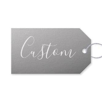 Elegant Modern White Script Writing Gray Gradient  Gift Tags