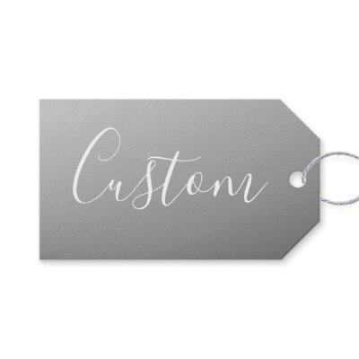 Elegant Modern White Script Writing Gray Gradient  Gift Tags