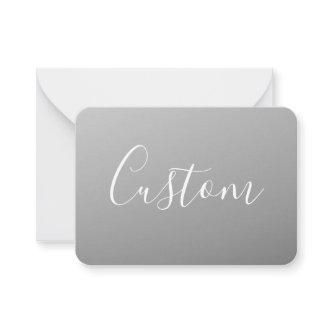 Elegant Modern White Script Writing Gray Gradient  Note Card