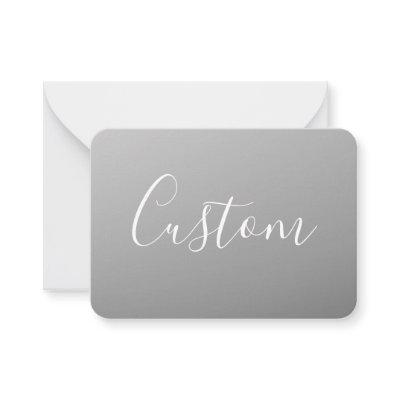 Elegant Modern White Script Writing Gray Gradient  Note Card