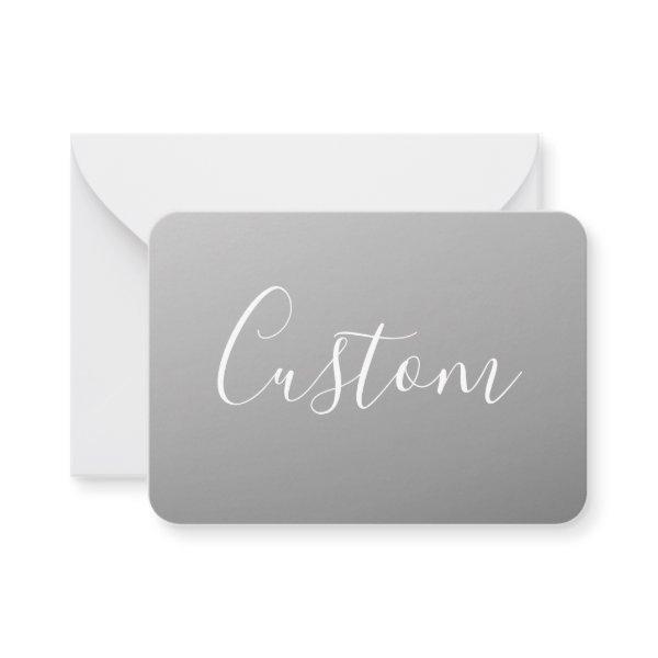 Elegant Modern White Script Writing Gray Gradient  Note Card