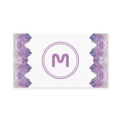 Elegant monogram amethyst two tone violet gems bus