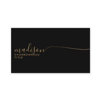 Elegant Monogram Black Gold Script