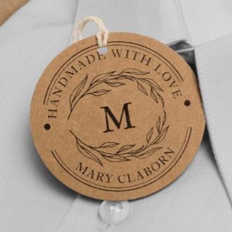 Elegant Monogram Custom Name Handmade With Love Rubber Stamp