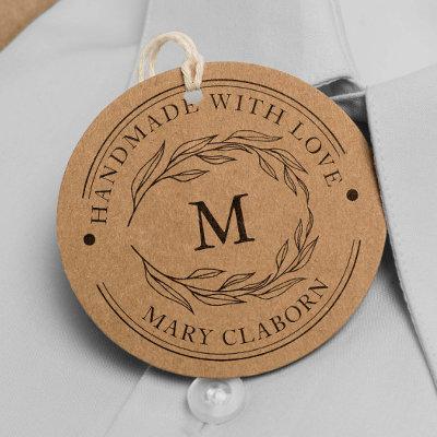 Elegant Monogram Custom Name Handmade With Love Rubber Stamp