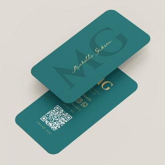 Elegant Monogram Dark Teal Modern Aesthetic