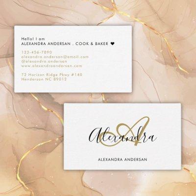Elegant Monogram Gold Black Script Name