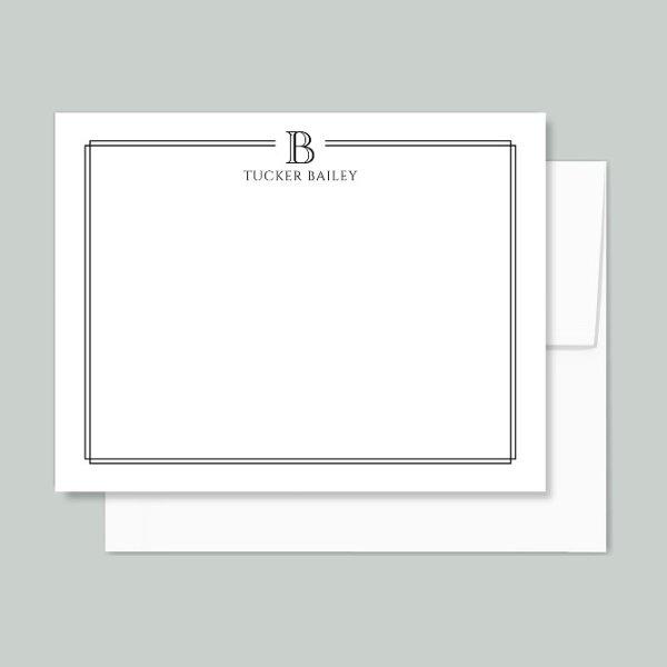 Elegant Monogram Initial Professional Black White Note Card