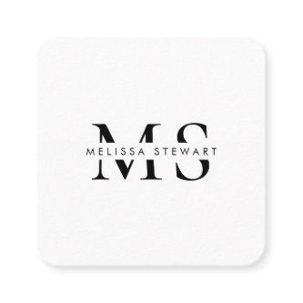 Elegant monogram modern black white rounded square