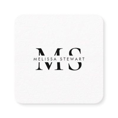 Elegant monogram modern black white rounded square