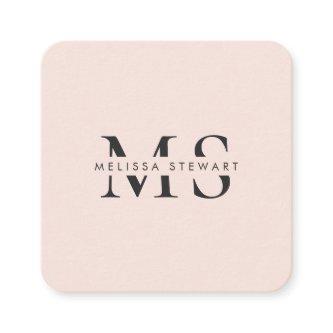 Elegant monogram modern blush pink rounded square