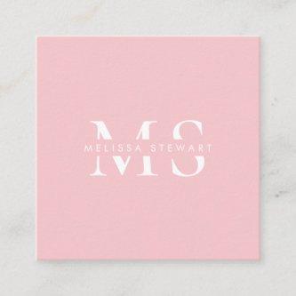 Elegant monogram modern pastel pink professional square
