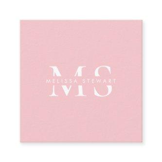 Elegant monogram modern pastel pink professional square