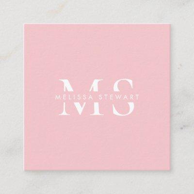 Elegant monogram modern pastel pink professional square