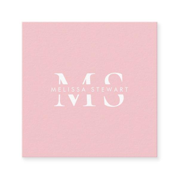 Elegant monogram modern pastel pink professional square