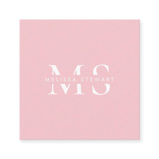 Elegant monogram modern pastel pink professional square