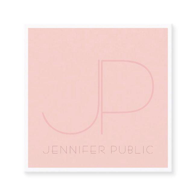 Elegant Monogram Modern Pink White Template Trendy Square