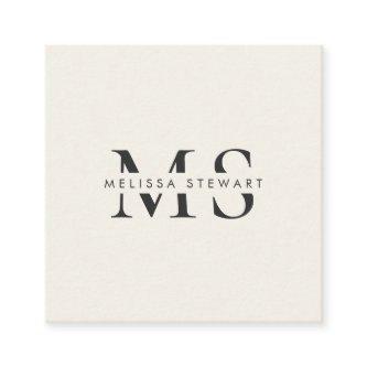 Elegant monogram modern plain beige professional square