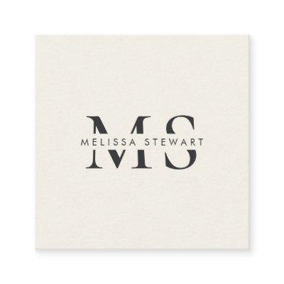 Elegant monogram modern plain beige professional square