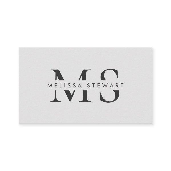 Elegant monogram modern plain gray professional