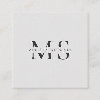 Elegant monogram modern plain gray professional square