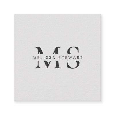 Elegant monogram modern plain gray professional square